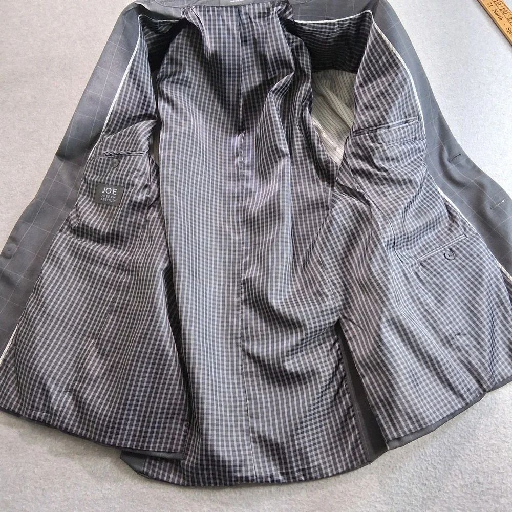 Joe Joseph Abboud Sport Coat Mens 40R Gray Windowpane Wool Blazer Double Vent